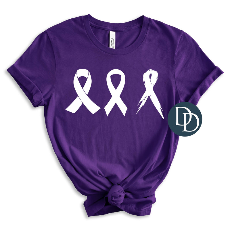 Cancer Ribbons (White Ink) *Screen Print Transfer*