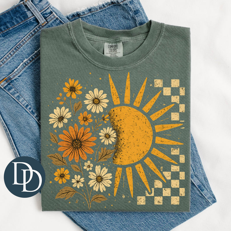Checkered Floral Sun *DTF Transfer*
