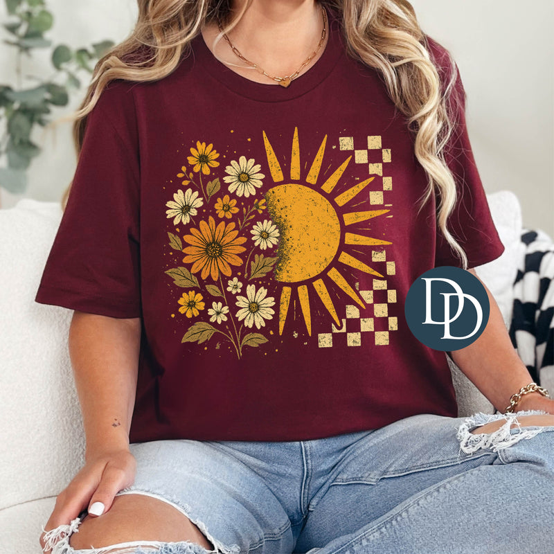 Checkered Floral Sun *DTF Transfer*