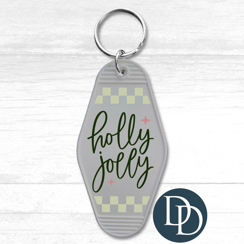 Checkered Holly Jolly *Motel Keychain UV DTF Decal*