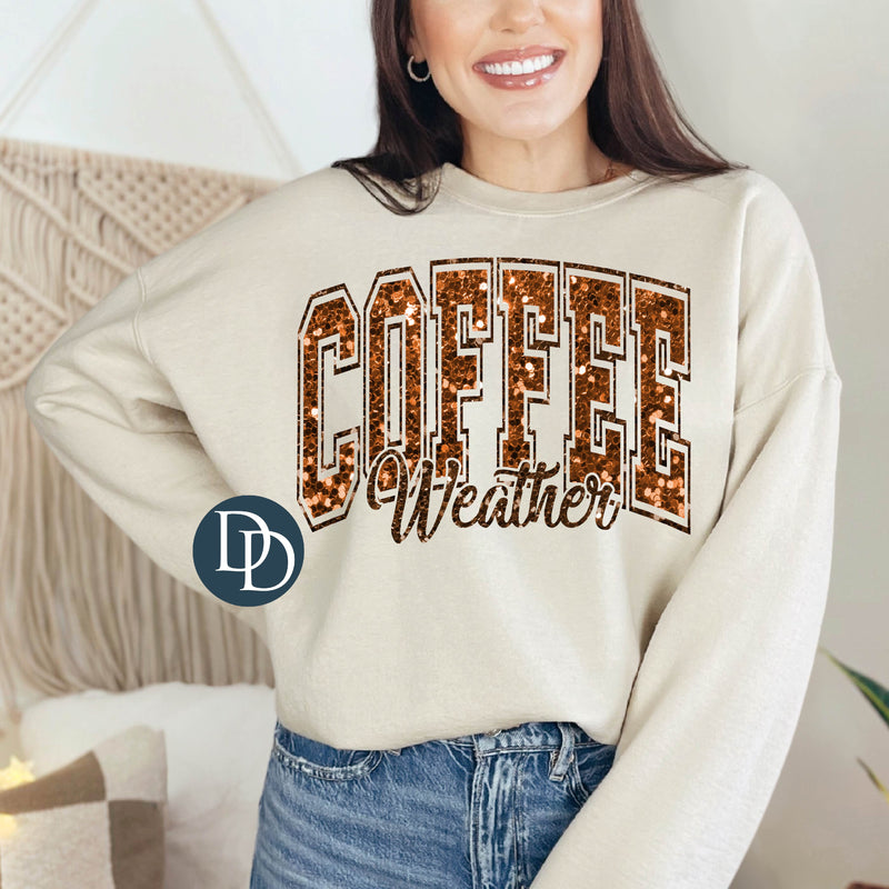 Coffee Weather Faux Sequins *DTF Transfer*