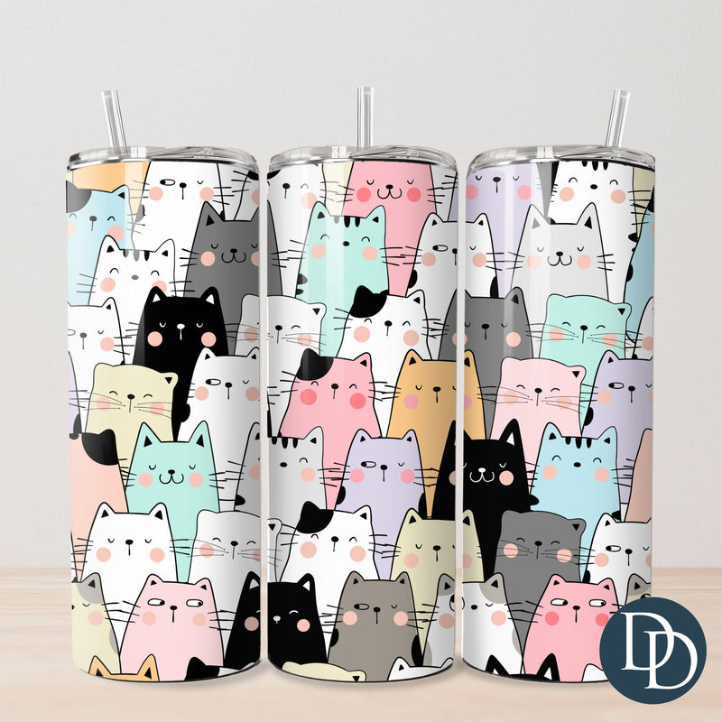 Colorful Cats Tumbler Print *Sublimation Print Transfer*