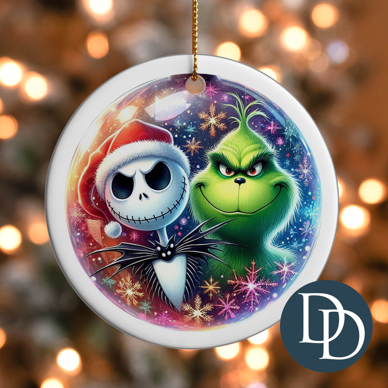 Colorful Christmas Jack And Grnch *UV DTF Ornament Decal*