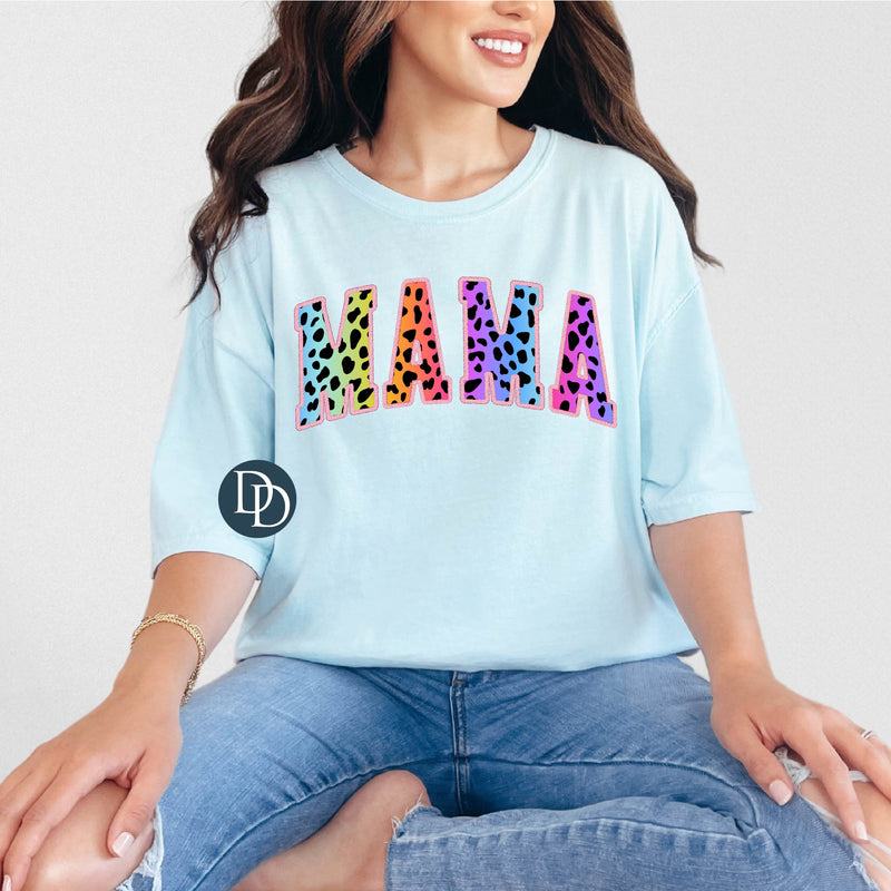 Mama Colorful Leopard Faux Embroidery *DTF Transfer*