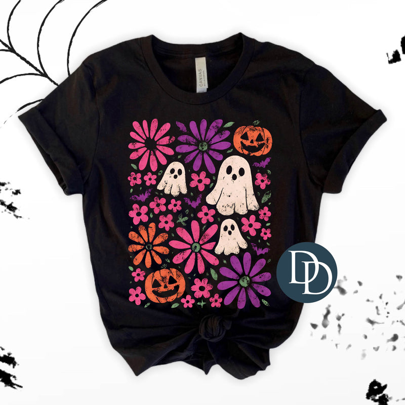 OVERSIZED Colorful Retro Floral Ghosts *DTF Transfer*