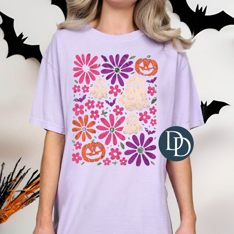 OVERSIZED Colorful Retro Floral Ghosts *DTF Transfer*