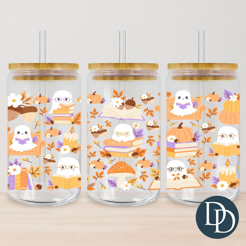 Cozy Fall Bookish Ghosts *UV DTF Cup Wrap*
