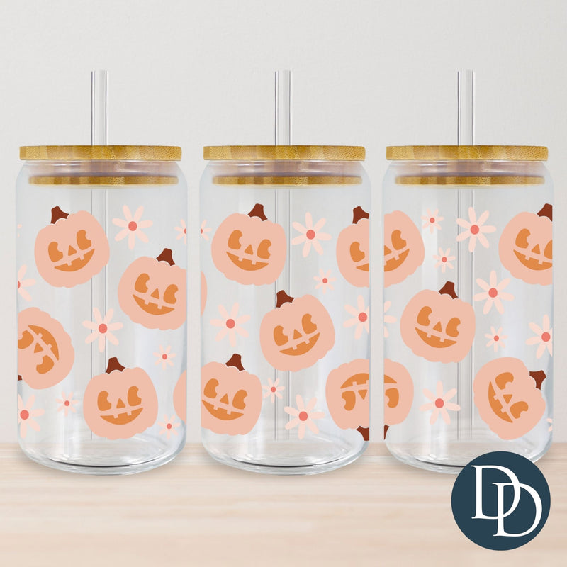 Cute Jack-O-Lanterns and Daisies *UV DTF Cup Wrap*