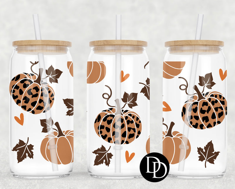 Leopard Fall Pumpkins UV DTF Cup Wrap