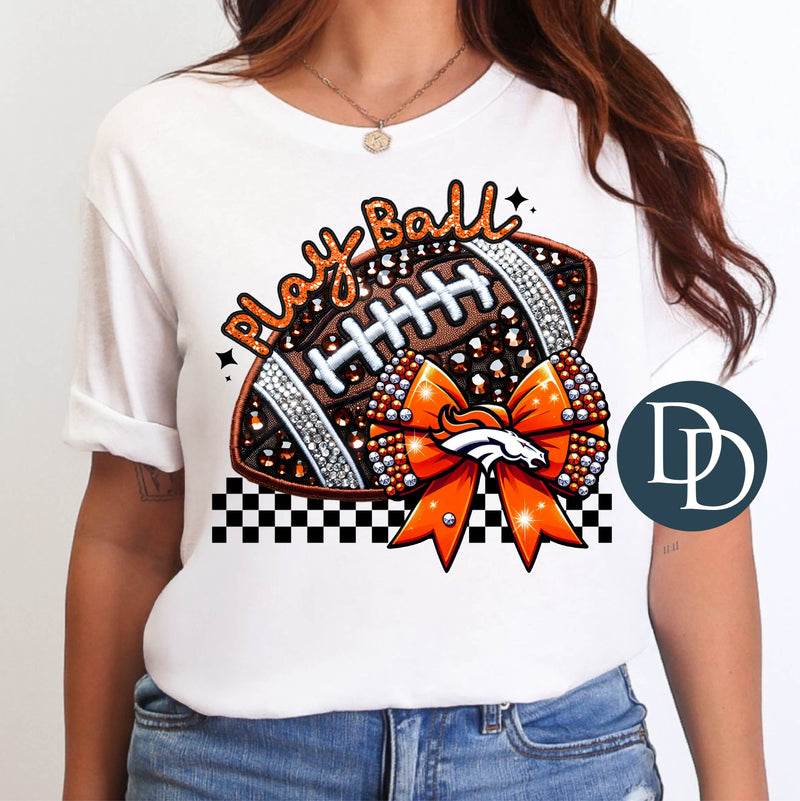 DB Faux Rhinestone Football Bow *DTF Transfer*