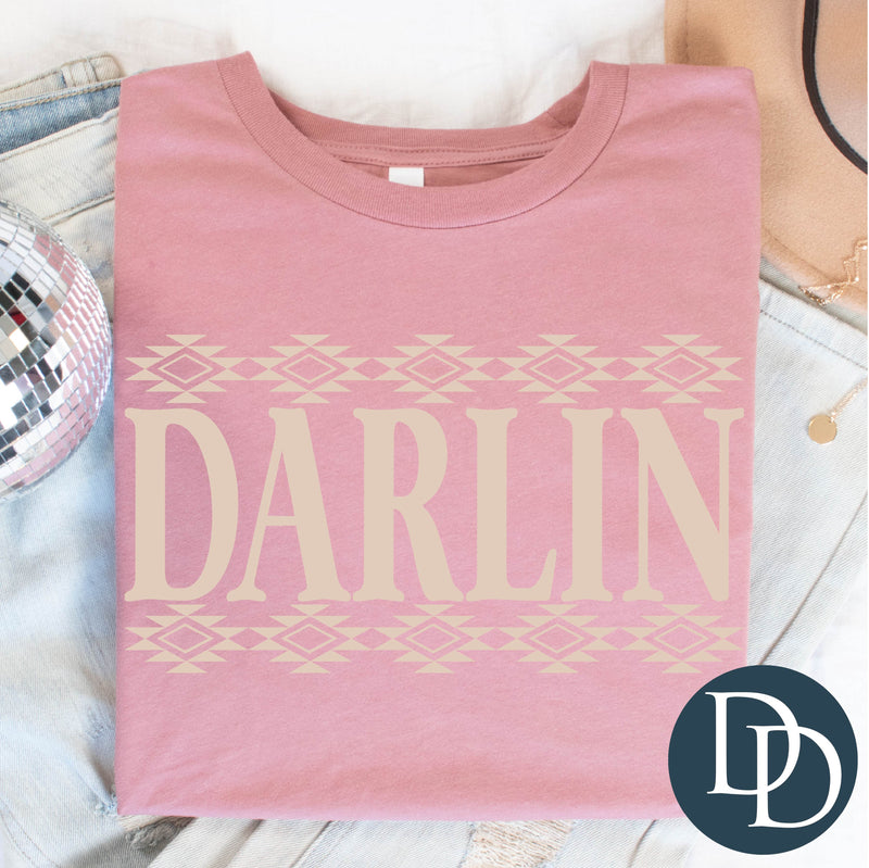 Darlin Western Pattern (Light Tan Ink) *Screen Print Transfer*