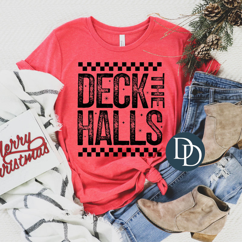 Deck The Halls Distressed Checkered *DTF Transfer*