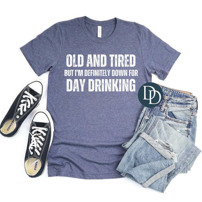 Definitely Down For Day Drinking with Hat Pocket Print (White Ink) *Screen Print Transfer*