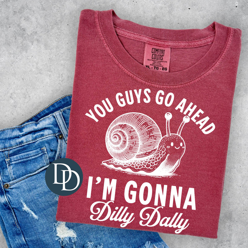 Dilly Dally Snail (White Ink) *Screen Print Transfer*