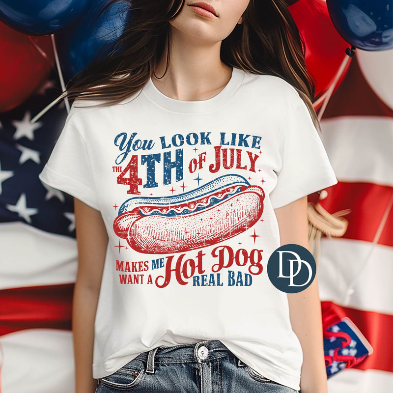 Distressed 4th of July Makes Me Want a Hot Dog *DTF Transfer*