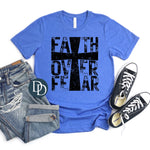 Distressed Faith Over Fear Cross (Black Ink) *Screen Print Transfer*