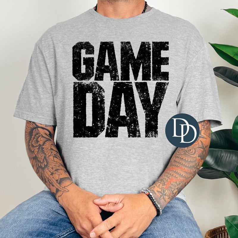 Distressed Game Day Block (Black Ink) *Screen Print Transfer*