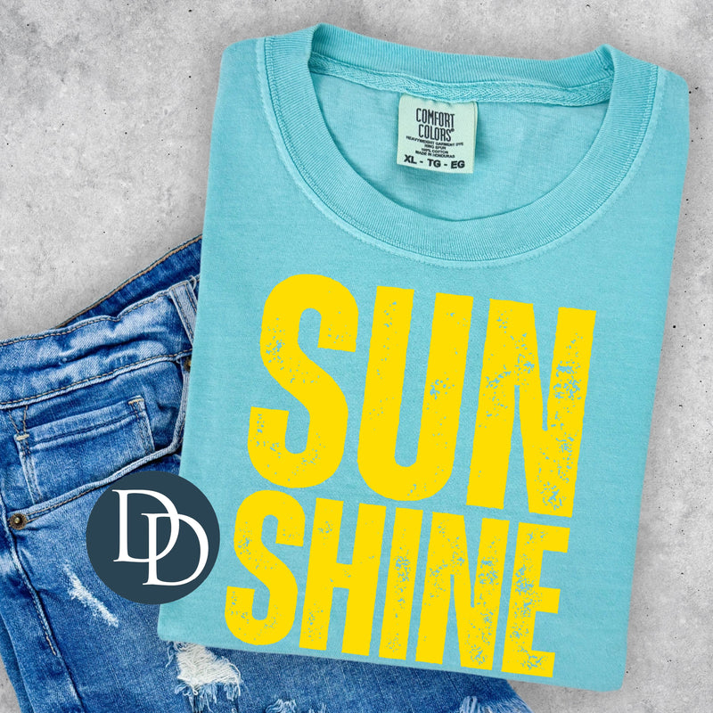 Distressed Sunshine Blocked Lines (Yellow Ink) *Screen Print Transfer*