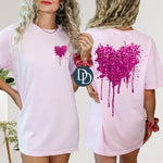 Oversized Drippy Heart Faux Sequins With Pocket Accent *DTF Transfer*