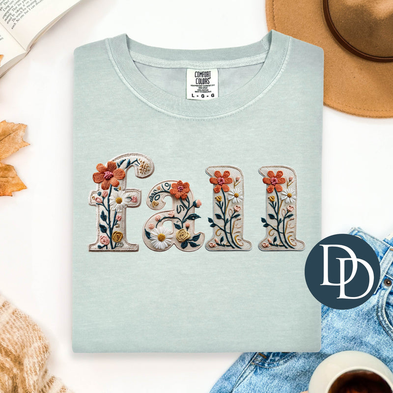 Fall Flowers Faux Embroidery *DTF Transfer*