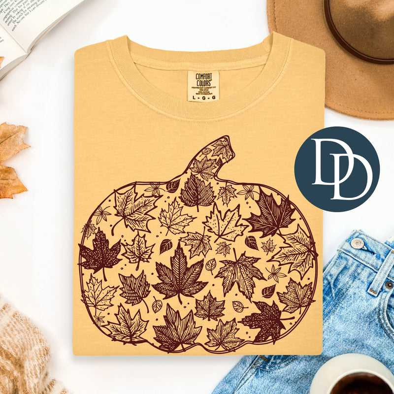 Fall Leaf Pumpkin (Maroon Ink) *Screen Print Transfer*