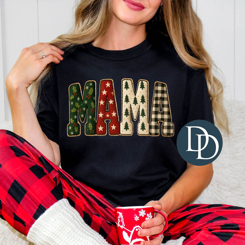 Faux Embroidery Christmas Mama *DTF Transfer*