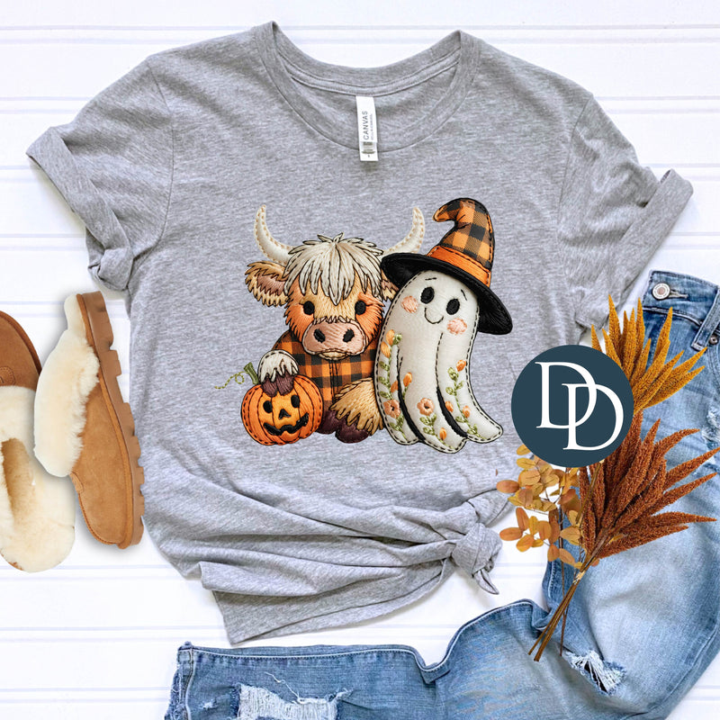 Faux Embroidery Halloween Ghost Cow Cuties *DTF Transfer*