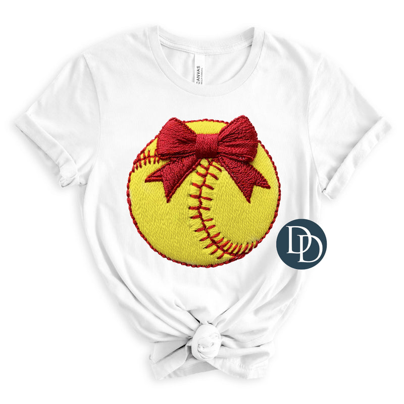 Faux Embroidery Softball Bow Stitches *DTF Transfer*
