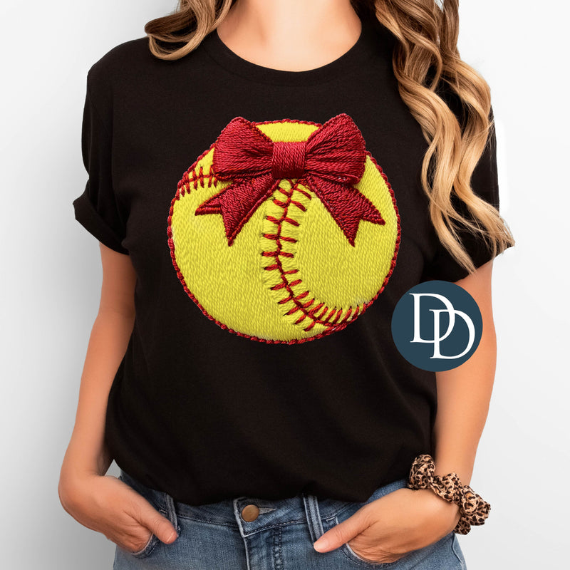 Faux Embroidery Softball Bow Stitches *DTF Transfer*