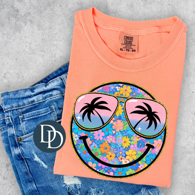 Faux Glitter Floral Face *DTF Transfer*