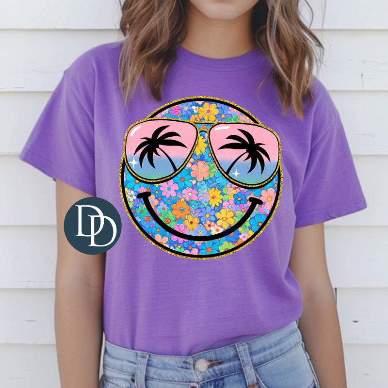 Faux Glitter Floral Face *DTF Transfer*