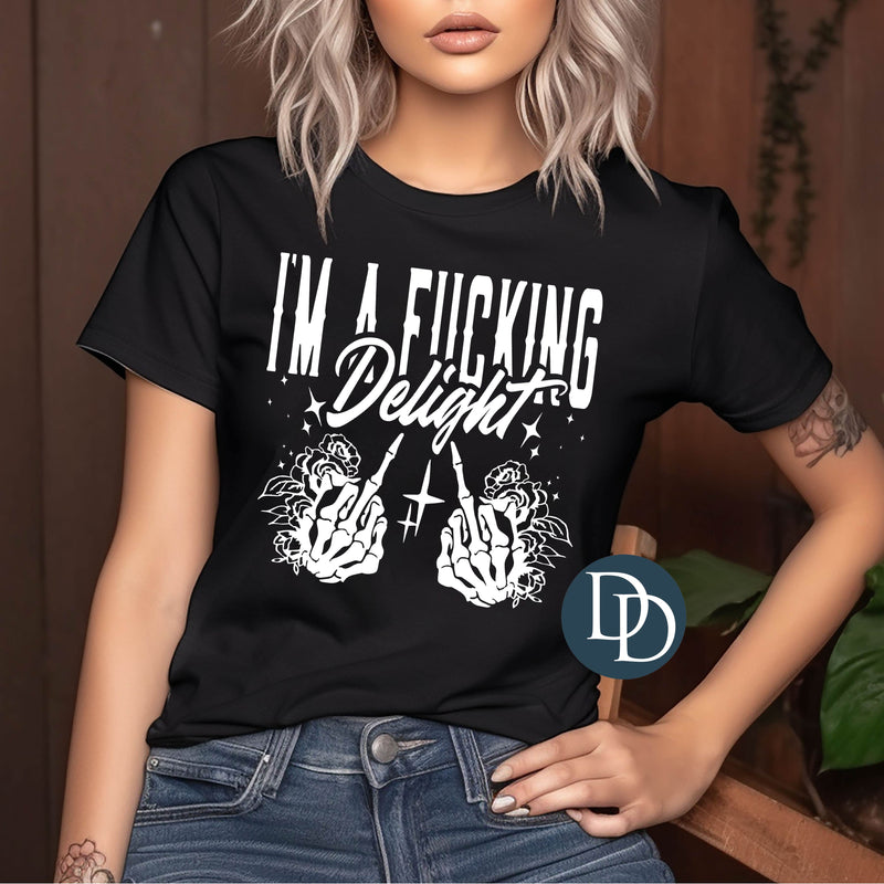 Fcking Delight Middle Finger Skelly Fingers *DTF Transfer*