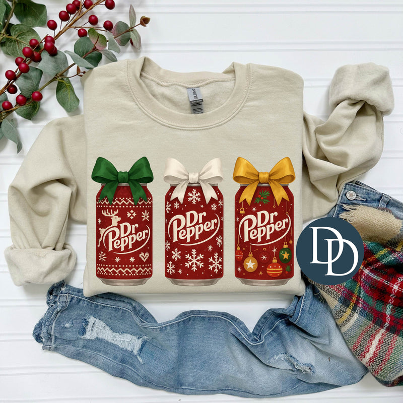 Festive Bow Dr P Can Trio *DTF Transfer*