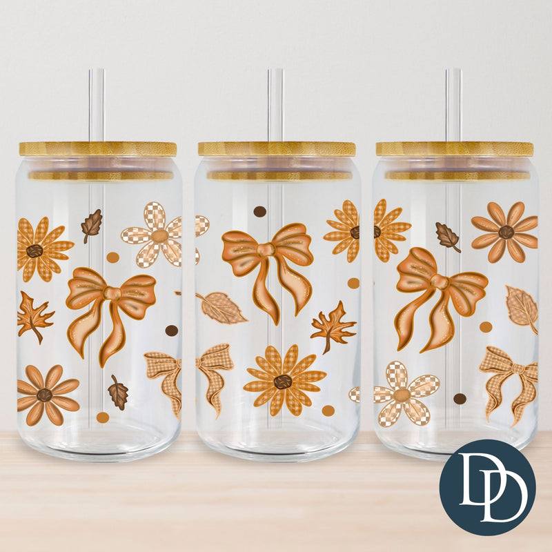 Floral Fall Plaid Bows *UV DTF Cup Wrap*