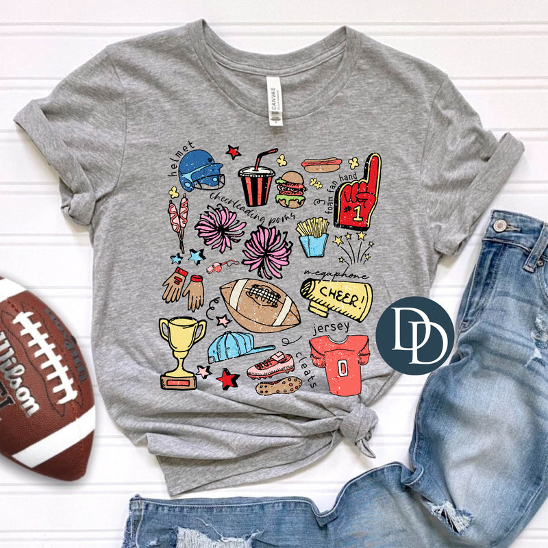 OVERSIZED Football Doodle Collage *DTF Transfer*