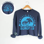 Forever Chasing Sunsets With Pocket Accent (Bright Blue Ink) - NOT RESTOCKING - *Screen Print Transfer*