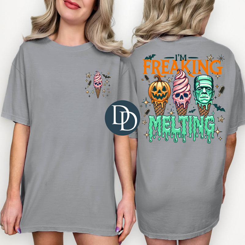 OVERSIZED Freaking Melting Ice Cream with Pocket Print *DTF Transfer*