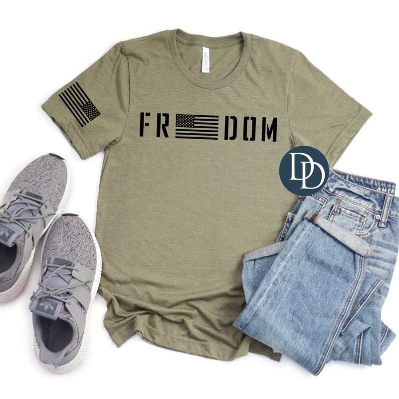 OVERSIZED Freedom Flag with Sleeve Print (Black Ink) *Screen Print Transfer*