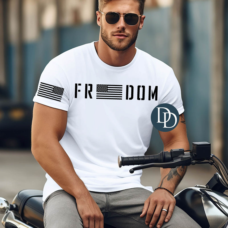 OVERSIZED Freedom Flag with Sleeve Print (Black Ink) *Screen Print Transfer*