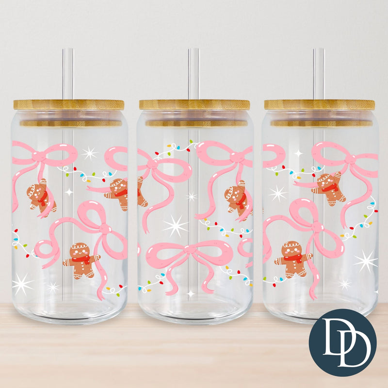 Gingerbread Men Bows and Lights *UV DTF Cup Wrap*