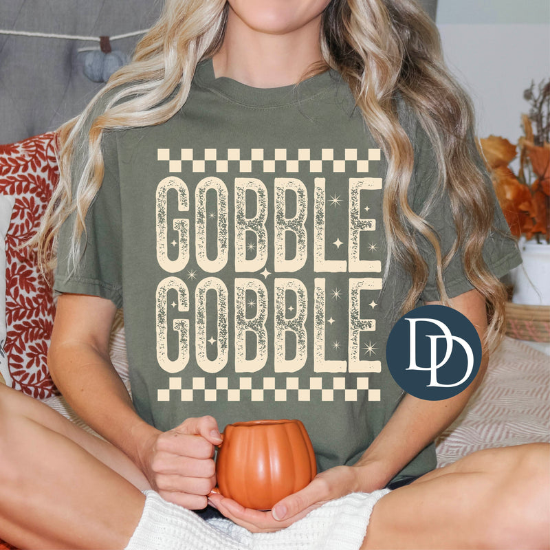Gobble Gobble Distressed Checkered *DTF Transfer*
