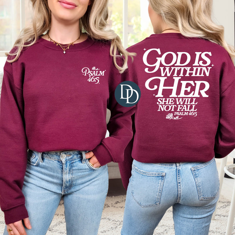 God Is Within Her With Pocket Accent (White Ink) *Screen Print Transfer*