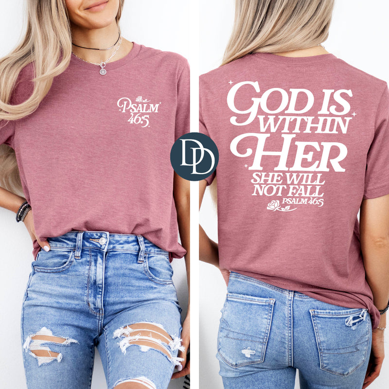 God Is Within Her With Pocket Accent (White Ink) - NOT RESTOCKING - *Screen Print Transfer*