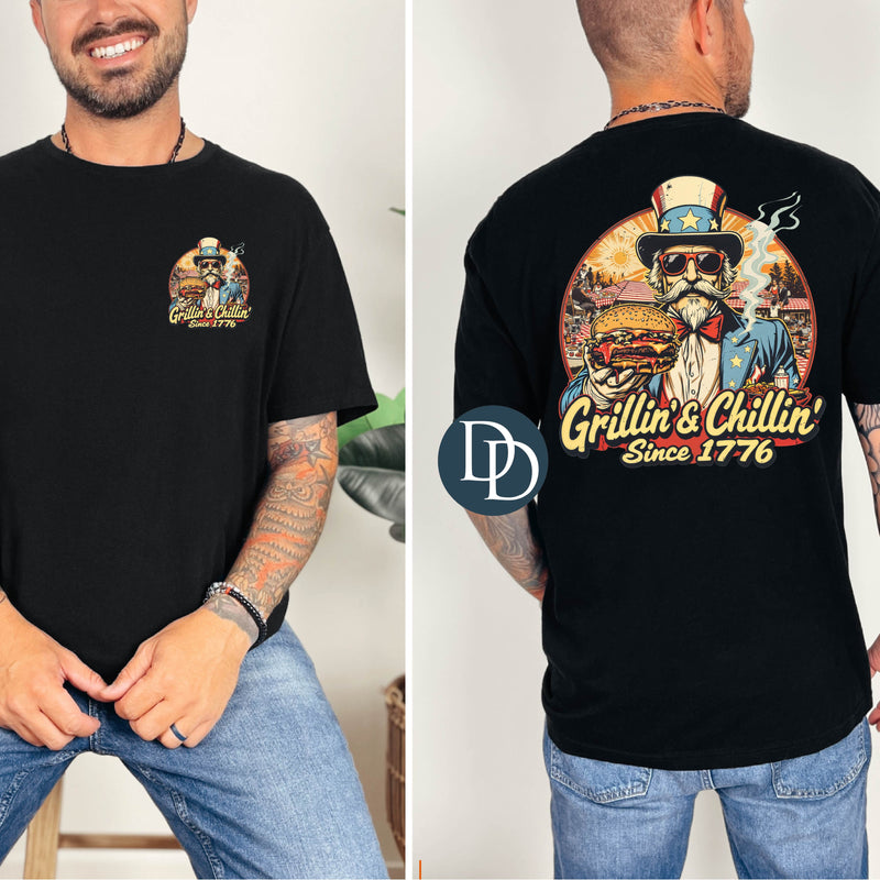 OVERSIZED Grillin and Chillin Since 1776 with Pocket *DTF Transfer*