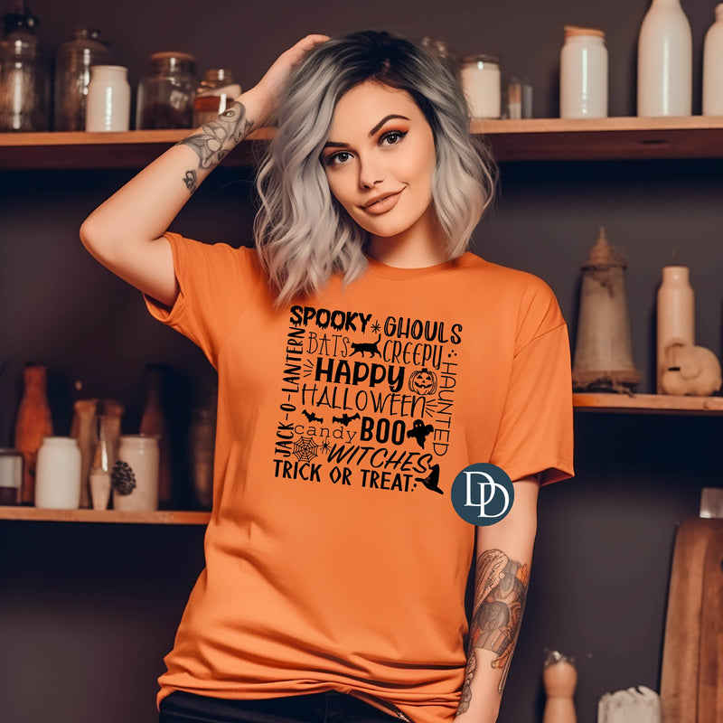 Halloween Collage (Black Ink) *Screen Print Transfer*