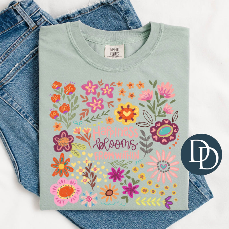 Happiness Blooms from Within Flower Collage *DTF Transfer*