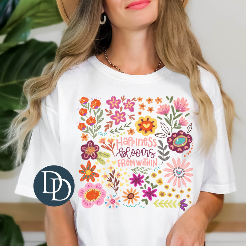 Happiness Blooms from Within Flower Collage *DTF Transfer*