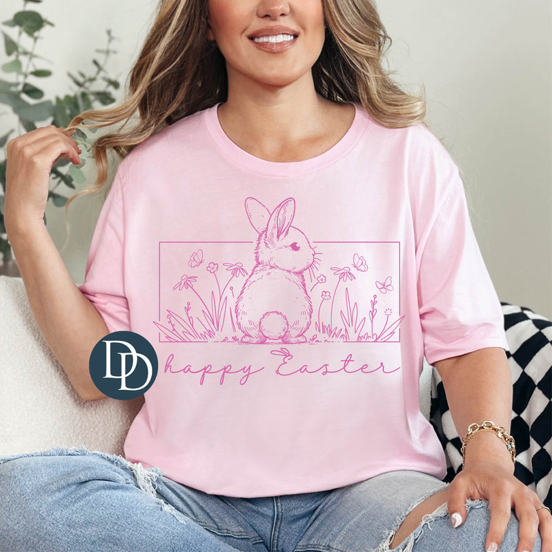 Happy Easter Bunny (Pink Ink) *Screen Print Transfer*