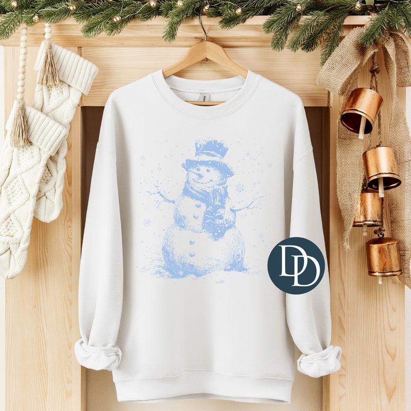 Happy Snowman (Light Blue Ink) *Screen Print Transfer*