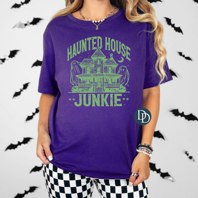 Haunted House Junkie (Bright Green Ink) *Screen Print Transfer*